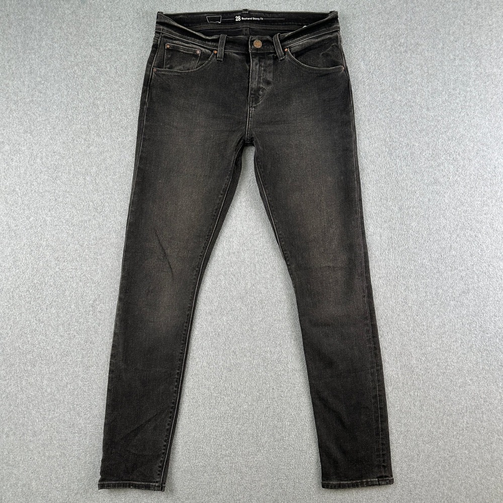 Levi's Jeans Womens 28 Black Boyfriend Skinny Fit Faded Denim‎ Pants Mid Rise